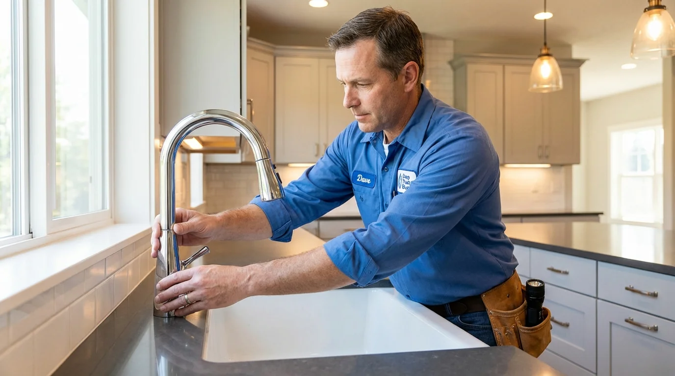 Kitchen faucet installation by Johns Plumbing LLC in Wellfleet