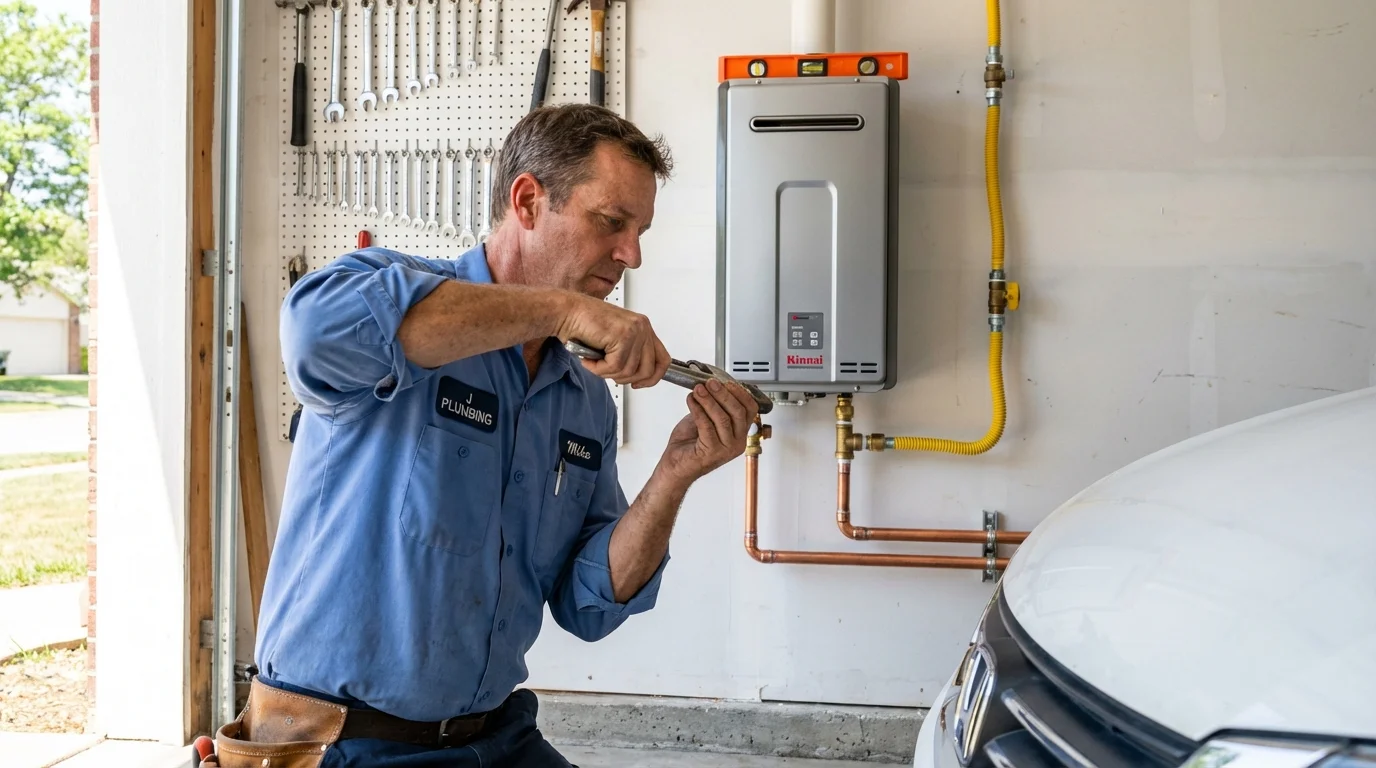 Tankless water heater installation by a Johns Plumbing LLC plumber in Wellfleet